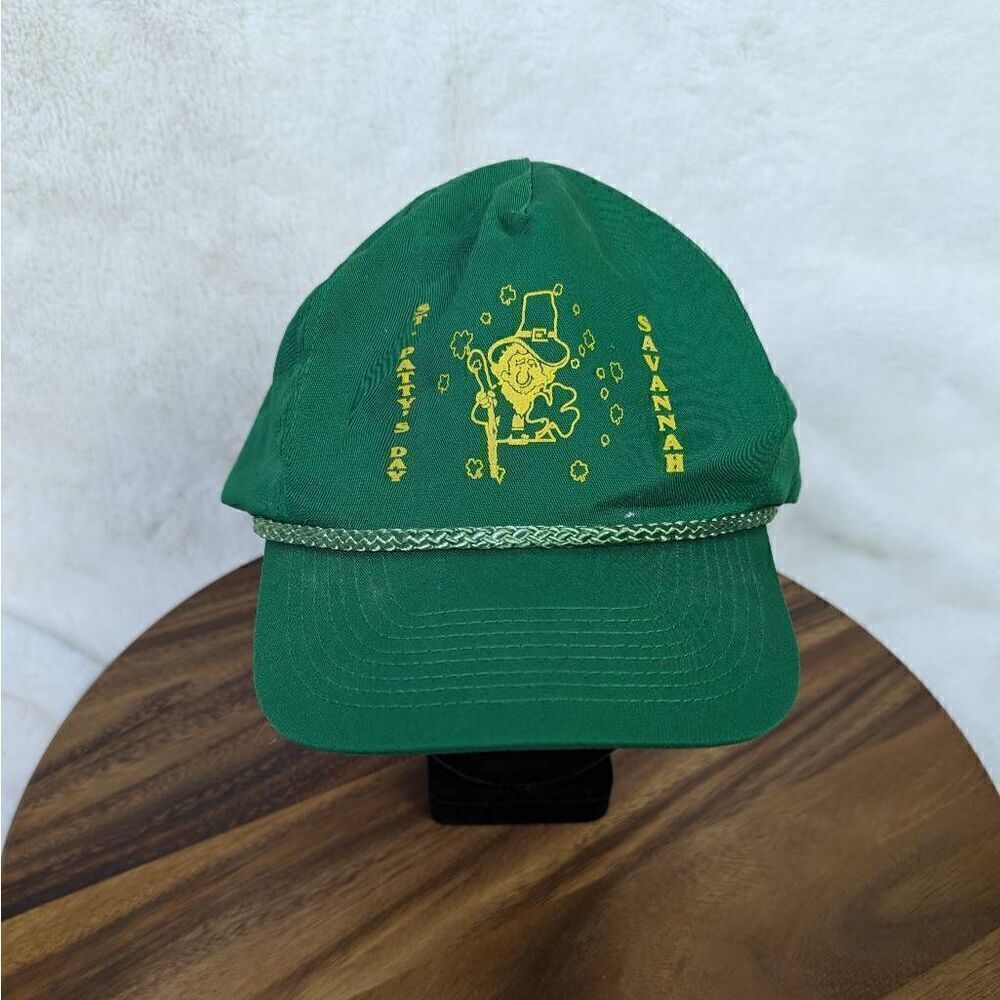 VTG Men Adjustable Green St. Patrick’s Day Savannah Leprechaun Trucker Hat Rope